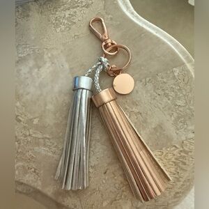 Metallic Silver and Rose Gold Tassel Keychain